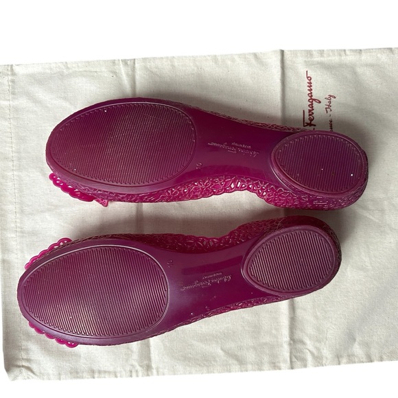 Salvatore Ferragamo Nilly purple jelly ballerina flats sz 10 EUC full set - Picture 10 of 15